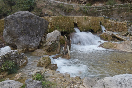 Waterfall in the village of Goynuk, Turkey.の写真素材