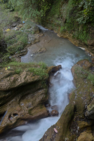 waterfall in the jungle of Borneo, Sabah, Malaysiaの写真素材