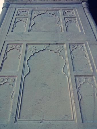 Details of the Taj Mahal in Agra, Uttar Pradesh, Indiaの写真素材