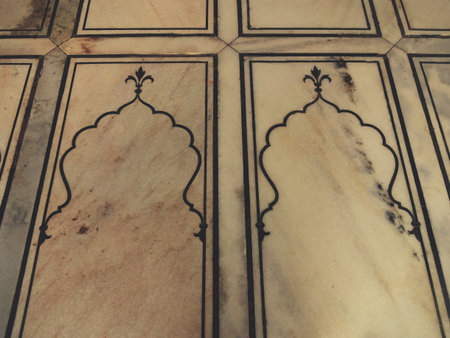 Architectural detail of Taj Mahal, Agra, Indiaの写真素材