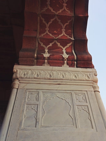 Detail of the Qutub Minar in Delhi, Indiaの写真素材