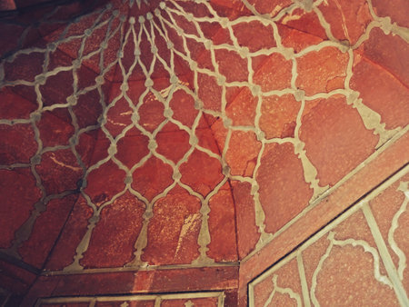 Close-up of the wall of the Taj Mahal in Agra, Indiaの写真素材