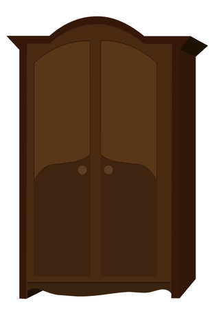 Wooden wardrobe isolated on white background. Vector illustration in flat style.のイラスト素材