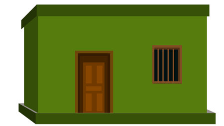 Green house on a white background. Vector illustration in flat style.のイラスト素材