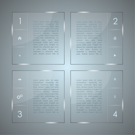 Glass infographic. Transparent glass plates. vectorのイラスト素材