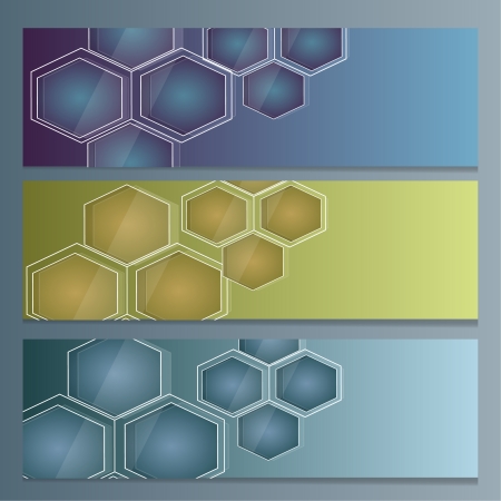 Set of abstract vector banners for modern design. Pattern in three colors. Abstract layout.のイラスト素材