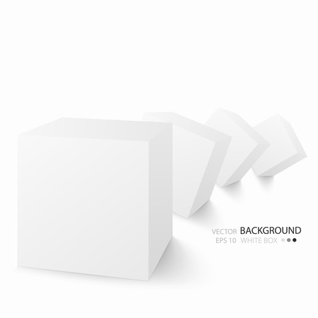 White cubes isolated on white background. Minimalistic composition with an inclined plane. The blank for website design, banner, presentation, report, printed productsのイラスト素材