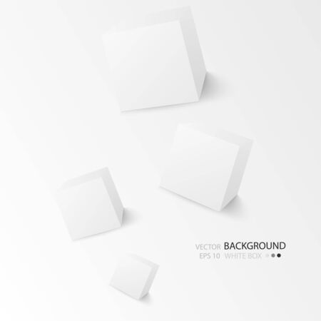White cubes isolated on white background. Minimalistic composition with an inclined plane. The blank for website design, banner, presentation, report, printed productsのイラスト素材