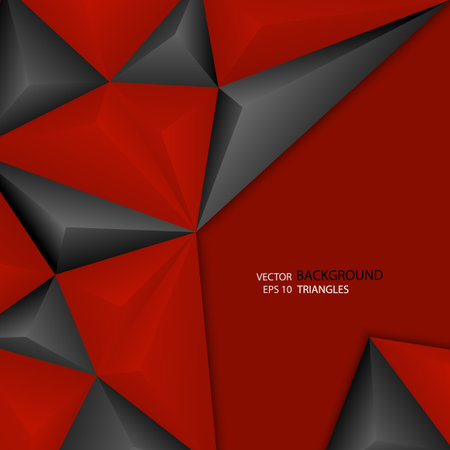 Background of black and red triangles volume. Template for web, design, layout, coverのイラスト素材