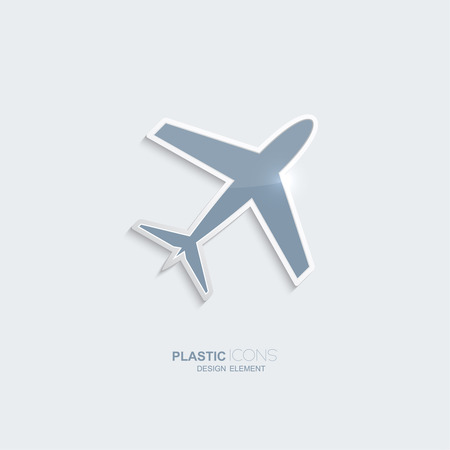 Plastic icon airplane symbol. Sky blue color. Creative element for your Web site, the Internet, text, infographics. Creativ design elementのイラスト素材