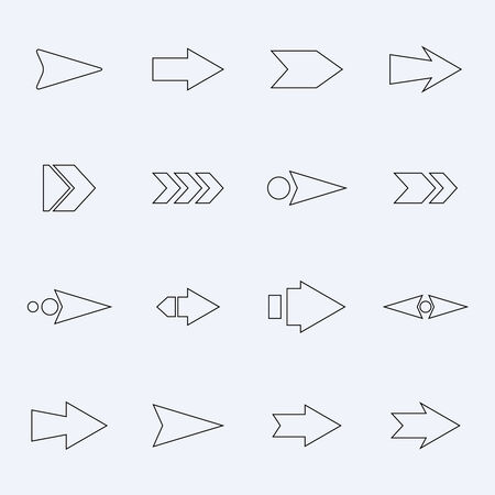 Set hollow arrows on a light background. のイラスト素材