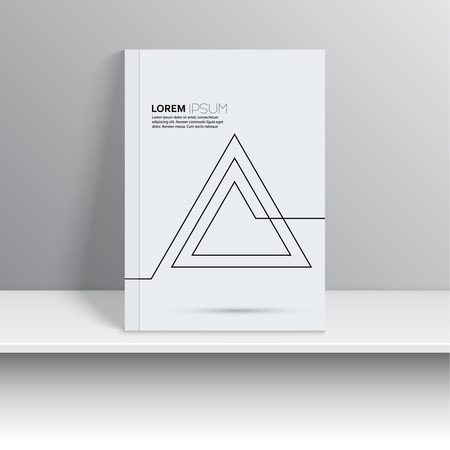 Magazine Cover with curved lines, triangle. Labyrinth, hipster. Modern flat design. Art object presented on the shelf. Booklet, postcard, business cardのイラスト素材