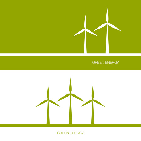 Windmills receiving wind energy. Vector illustration concepts for ecology,  and green technology. flat design のイラスト素材