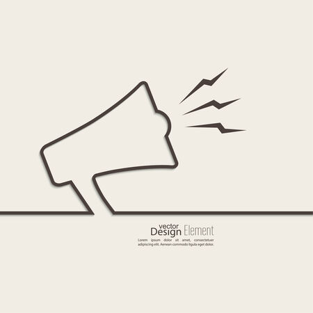 Ribbon in the form of a megaphone, loudspeaker. for social media marketing concept. Notification through the speaker, advertisement bullhorn.のイラスト素材