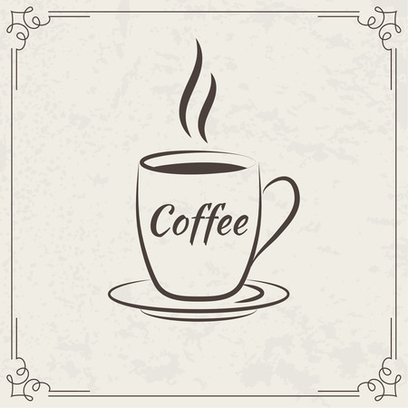 Coffee design with old vintage frame for menu, restaurants, bistros, signage, stickersのイラスト素材