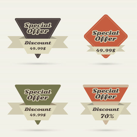 Set tags with ribbons and labels. special offer, discount and percentages, price. bannerのイラスト素材