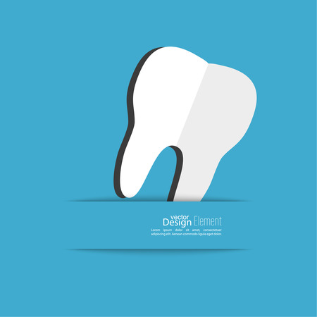 Human tooth with a ribbon. Flat design. banner, graphic or website layout  template. blueのイラスト素材