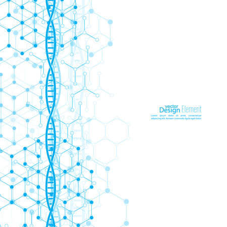 Abstract background with DNA strand molecule structure. genetic and chemical compoundsのイラスト素材