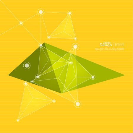 Virtual abstract background with particle,  molecule structure. genetic and chemical compounds. creative vector. Science and connection concept. Social network. yellow, greenのイラスト素材