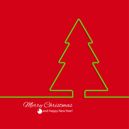Abstract Winter Background. Christmas tree applique. Happy New Year and Merry Christmas text. green, redのイラスト素材