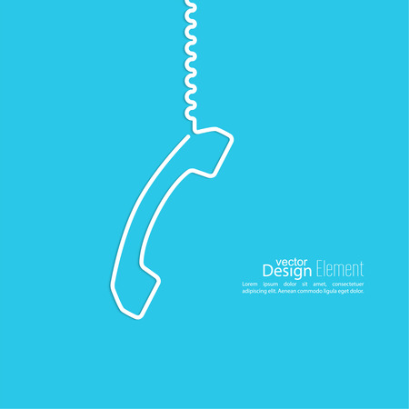 Abstract background with the handset hanging on a wire. The concept of adverse communication Call technical support. Contacts.のイラスト素材