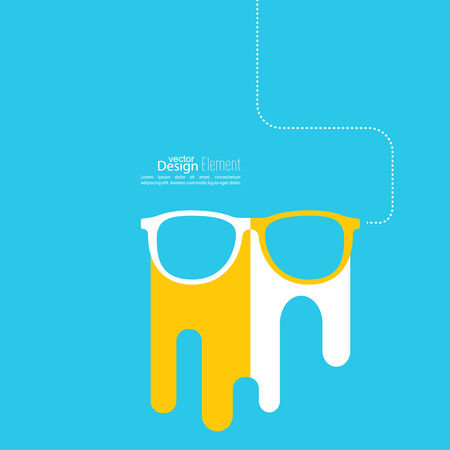 Geek glasses icon. Hipster and nerd style. for mobile apps, web sites and pages, t-shirt design. yellow, blue, whiteのイラスト素材