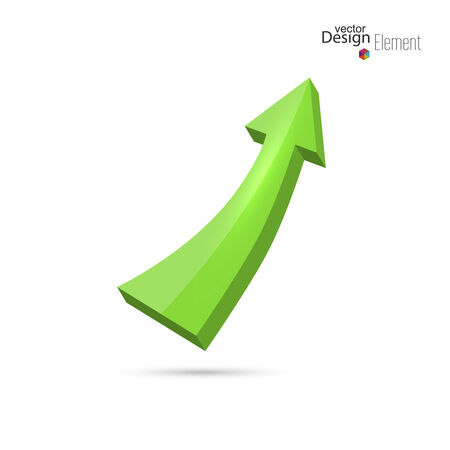 3D glossy green arrow directed up. growth and profits. iconのイラスト素材