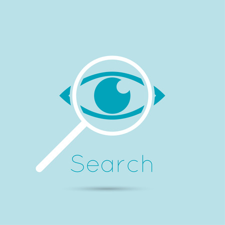 Icon eyes with a magnifying glass. Search, analysis, study, medicine, ophthalmology. Seo. Search Engine Optimization. spy, espionageのイラスト素材