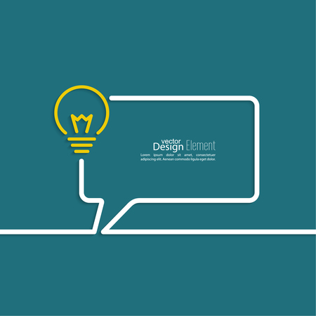 Bulb light idea. concept of big ideas inspiration innovation, invention, effective thinking. text. Speech Bubbles and Chat symbol. Outline.のイラスト素材
