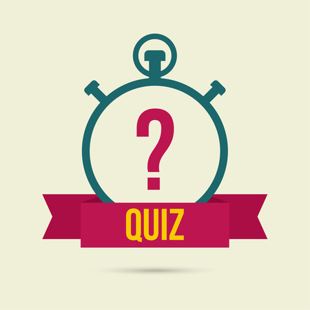 Timer with a question. Quiz. The concept is the question the answer. Icon with ribbon for mobile applicationsのイラスト素材