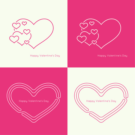 Set of vector icons with hearts. The concept of social connections, help charity, network of health facilities. volunteer assistance. Card for Valentine\\\'s Day. symbol donate. Outlinevのイラスト素材