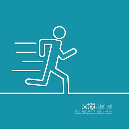 Running a human figure. Haste. urgent Care. minimal. Outline.のイラスト素材
