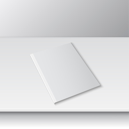 Blank empty magazine or book or booklet, brochure, catalog template  on a gray shelf. vectorのイラスト素材