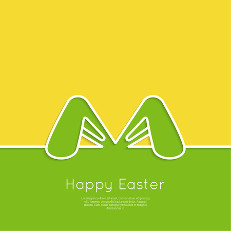 Easter bunny ears. Happy Easter card. minimal. Outline.のイラスト素材