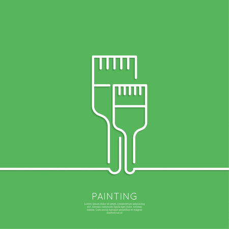 Brush to paint. Painting and restoration. Painting work. Outline. minimal.のイラスト素材