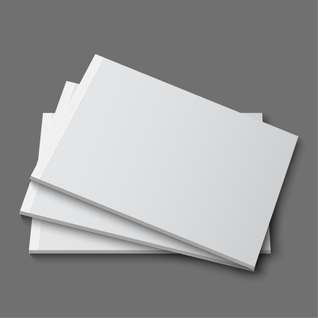 Blank empty magazine, album or book template lying on a gray background. vectorのイラスト素材