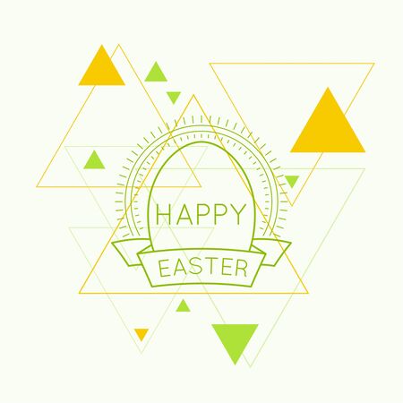 Abstract background with hipster triangles.  Deco vintage emblem with Easter eggs sun rays and ribbon. For cover book, brochure, flyer, poster, magazine, cd cover design, t-shirtのイラスト素材