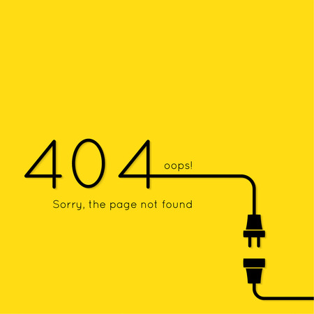 404 connection error. Abstract background with wire plug and socket. Sorry, page not found. vector.のイラスト素材