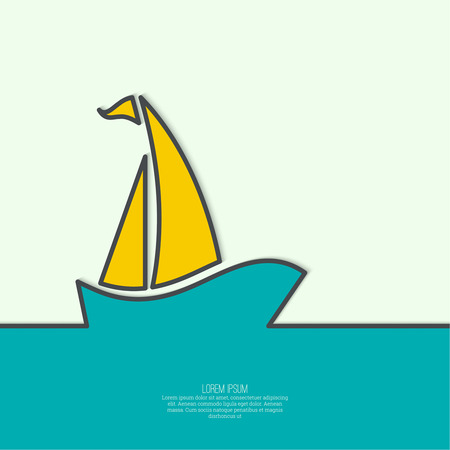 Abstract background with Sailboat sailing in the seaのイラスト素材