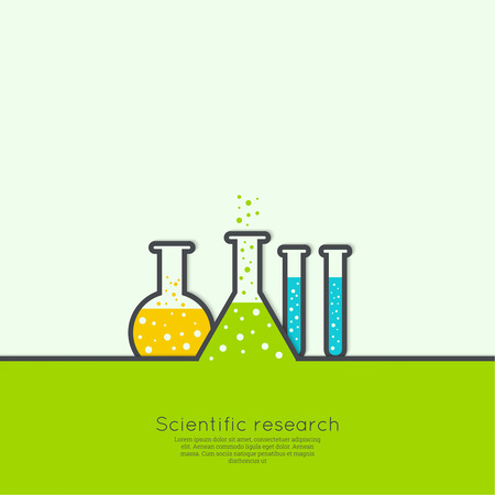 The concept of chemical science research lab retorts, beakers, flasks and other equipment. Biological and scientific tests. discovery  new technologiesのイラスト素材