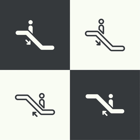 Set of icons pointers descent and ascent on an escalatorのイラスト素材