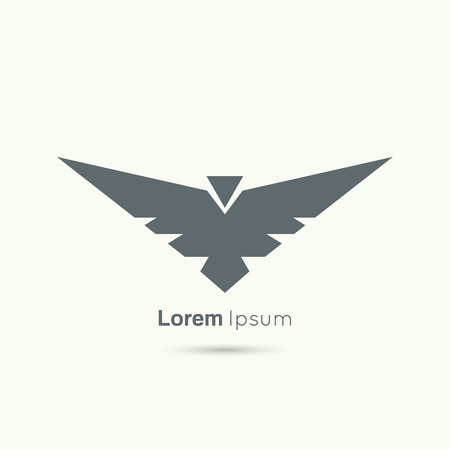 Abstract vector logo design template. Flying bird with spread wings. Aviation, army badgeのイラスト素材