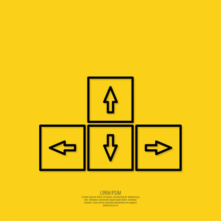 Keyboard cursor with different directions. uncertainty choice. minimal, outline. yellowのイラスト素材