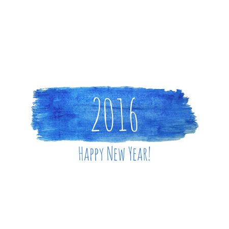 Smear a watercolor painting. creative happy new year 2016 design. blue color.のイラスト素材
