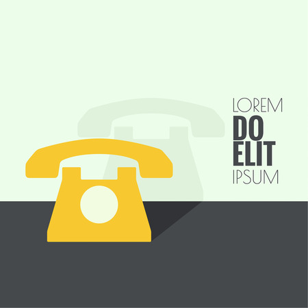 Abstract background with an old rotary telephone. Call technical support. Contacts. vector. Flat design with shadow. minimalのイラスト素材