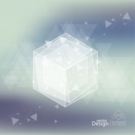 Abstract neat Blurred Background with transparent cubes, hexagons carcass. Techno design of future, minimalism. technology, science and research. cyberspace cells. Digital Data Visualization.のイラスト素材