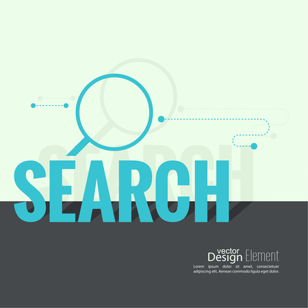 Search with a magnifying glass. The concept of Web surfing, optimization and search. Seo. Flat design with shadowのイラスト素材