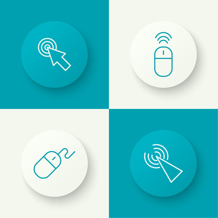 Set icon Computer mouse pointer to click. outline. button with shadowのイラスト素材