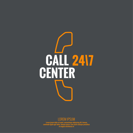 Abstract background with handset. Icon. Call technical support. 24, 7. helpline, support service. Contacts. vector. Flat design. minimal, outline, pictogramのイラスト素材
