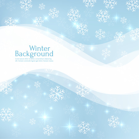 Gentle winter abstract background with falling scatter snowflakes, ice crystals and sparkles. Elegant backdrop for festive decoration.のイラスト素材
